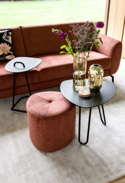 Discount XOOON Masura bijzettafel met zwart metalen poot 53,5x52,5cm