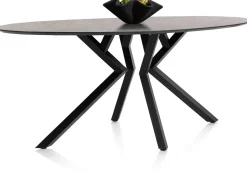 Best XOOON Masura ellipsvormige bartafel met zwarte metalen poot 220x105cm