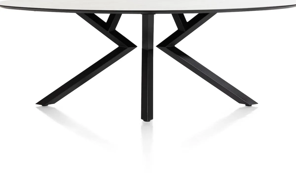 Best XOOON Masura ellipsvormige eettafel met zwarte metalen poot 220x105cm