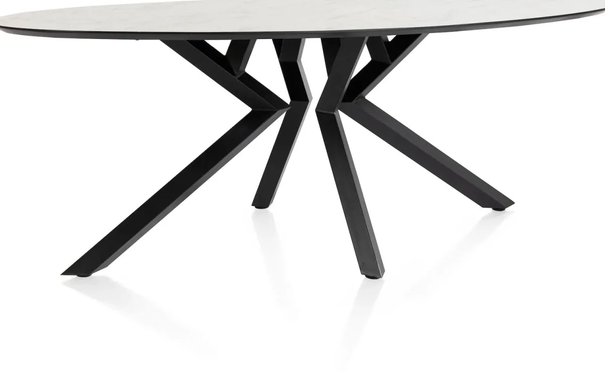 Best XOOON Masura ellipsvormige eettafel met zwarte metalen poot 220x105cm