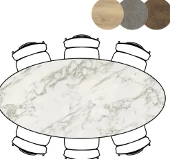 Best XOOON Masura ellipsvormige eettafel met zwarte metalen poot 220x105cm