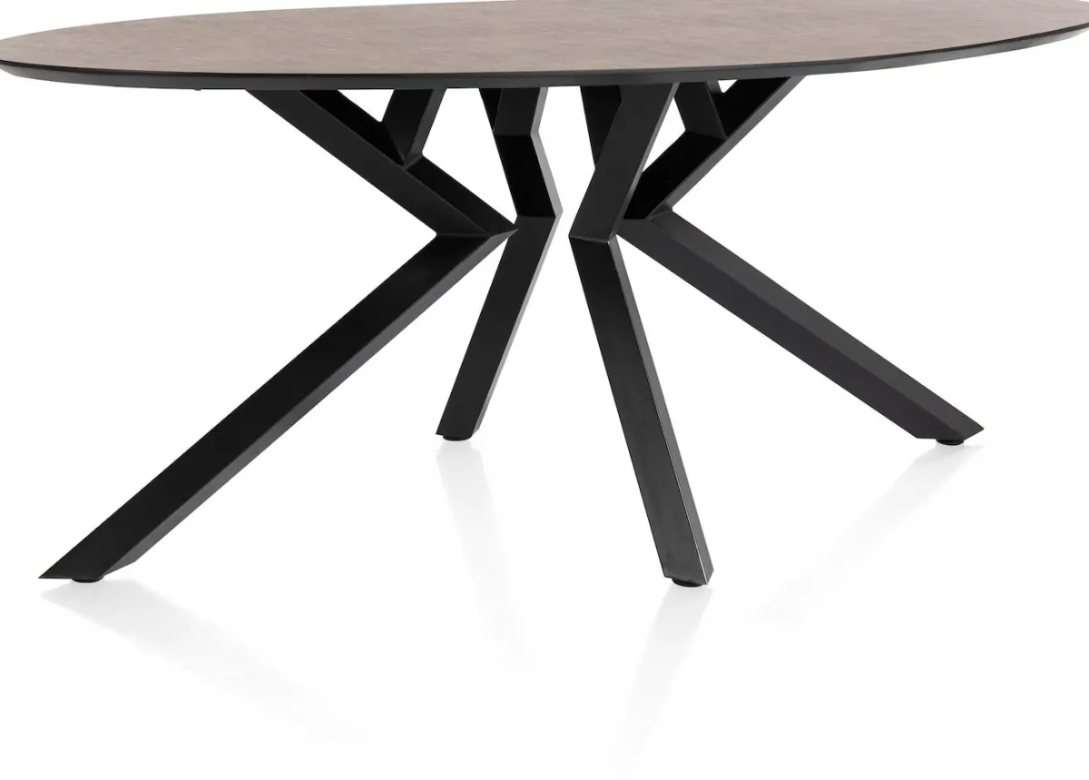 Online XOOON Masura ellipsvormige eettafel met zwarte metalen poot 180x100cm