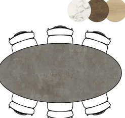 New XOOON Masura ellipsvormige eettafel met zwarte metalen poot 220x105cm