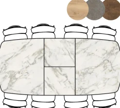 Hot XOOON Masura ovale uitschuiftafel met metalen poot 180(+60)x110cm