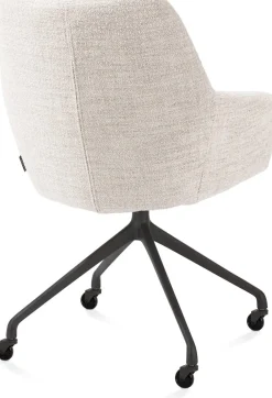 New XOOON Mats, armstoel aluminium frame wielen rough off black - stof Luton - Creme