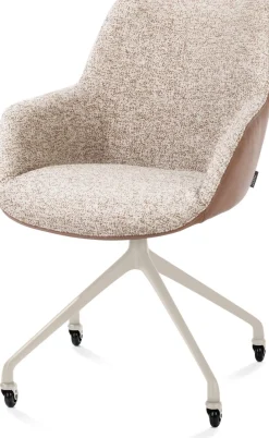 Online XOOON Mats, armstoel aluminium frame wielen creme - combi Pala cognac + Luton koper