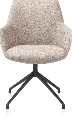 Online XOOON Mats, armstoel aluminium frame 4-poots - draaibaar rough off black - stof Luton - koper