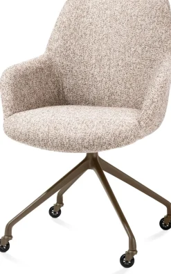 New XOOON Mats, armstoel aluminium frame wielen steelbrown - stof Luton - koper