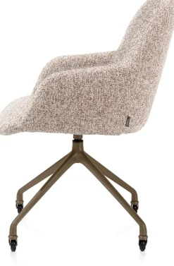 New XOOON Mats, armstoel aluminium frame wielen steelbrown - stof Luton - koper