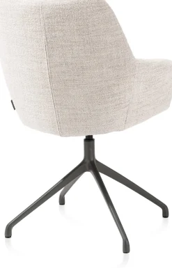 Outlet XOOON Mats, armstoel aluminium frame 4-poots - draaibaar grafiet - stof Luton - Creme