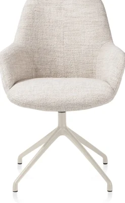 Sale XOOON Mats, armstoel aluminium frame 4-poots - draaibaar creme - stof Luton - Creme