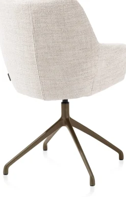 XOOON Mats, armstoel aluminium frame 4-poots - draaibaar steelbrown - stof Luton - Creme