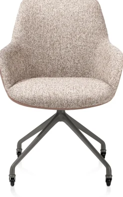 Online XOOON Mats, armstoel aluminium frame wielen grafiet - combi Pala cognac + Luton koper