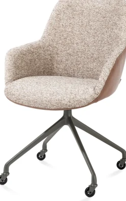 Online XOOON Mats, armstoel aluminium frame wielen grafiet - combi Pala cognac + Luton koper