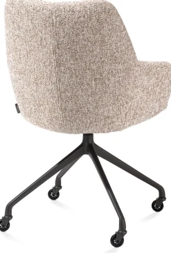 Hot XOOON Mats, armstoel aluminium frame wielen rough off black - stof Luton - koper