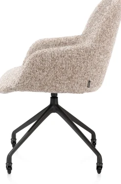 Hot XOOON Mats, armstoel aluminium frame wielen rough off black - stof Luton - koper