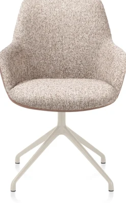 Outlet XOOON Mats, armstoel aluminium frame 4-poots - draaibaar creme - Pala cognac + Luton koper