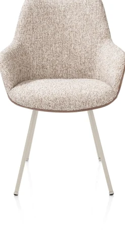 Outlet XOOON Mats, armstoel 4-poots - creme - combi Pala cognac + Luton koper