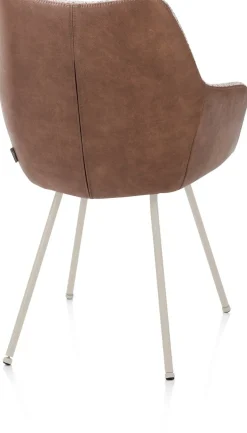 Outlet XOOON Mats, armstoel 4-poots - creme - combi Pala cognac + Luton koper