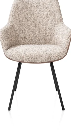 Outlet XOOON Mats, armstoel 4-poots - rough off black - combi Pala cognac + Luton koper