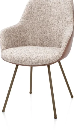 Best XOOON Mats, armstoel 4-poots - steelbrown - combi Pala cognac + Luton koper