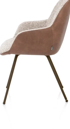 Best XOOON Mats, armstoel 4-poots - steelbrown - combi Pala cognac + Luton koper