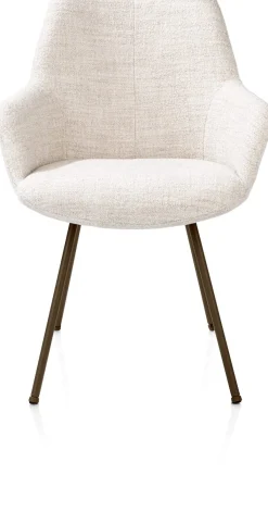 Outlet XOOON Mats, armstoel 4-poots - steelbrown - stof Luton - Creme