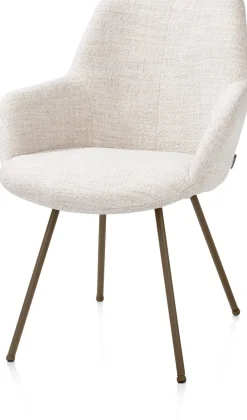 Outlet XOOON Mats, armstoel 4-poots - steelbrown - stof Luton - Creme