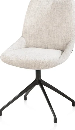 Best XOOON Mats, eetkamerstoel - draaibaar - rough off black - Luton - Creme