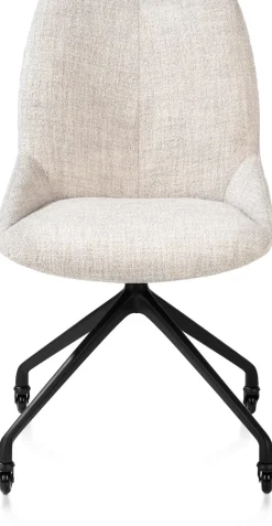 Best XOOON Mats, eetkamerstoel - wielen - rough off black - Luton - Creme