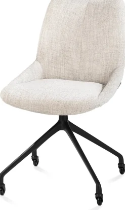 Best XOOON Mats, eetkamerstoel - wielen - rough off black - Luton - Creme