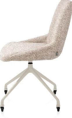 XOOON Mats, eetkamerstoel - wielen - creme - Luton - koper