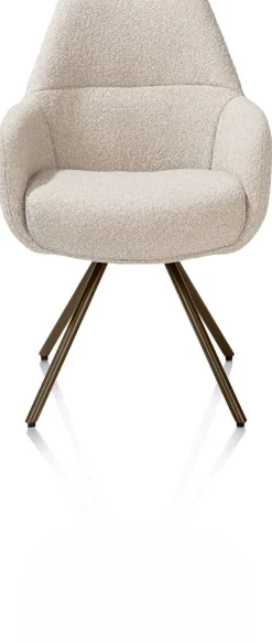 Online XOOON Mavis, armstoel met draaifunctie, incl. pocket, stof Cloudy, frame steel brown - beige