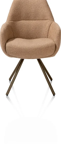 Online XOOON Mavis, armstoel met draaifunctie, incl. pocket, stof Cloudy, frame steel brown - Okergeel