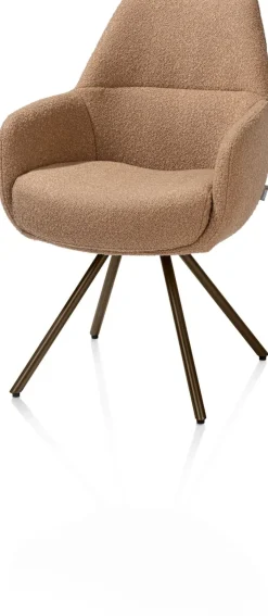 Online XOOON Mavis, armstoel met draaifunctie, incl. pocket, stof Cloudy, frame steel brown - Okergeel