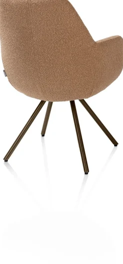 Online XOOON Mavis, armstoel met draaifunctie, incl. pocket, stof Cloudy, frame steel brown - Okergeel