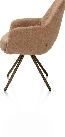 Online XOOON Mavis, armstoel met draaifunctie, incl. pocket, stof Cloudy, frame steel brown - Okergeel