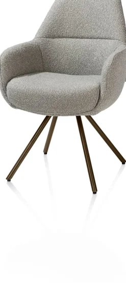 Sale XOOON Mavis, armstoel met draaifunctie, incl. pocket, stof Cloudy, frame steel brown - Olijf