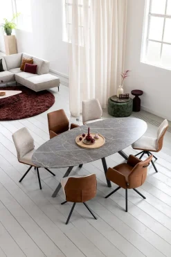 Online XOOON MINATO eetkamertafel - ellips - 240 x 110 cm - lichtgrijs