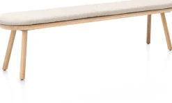 Hot XOOON Niora, bank 200x43cm - massief eiken - houten pootjes - inclusief kussen