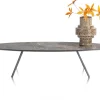 Clearance XOOON NIORA salontafel 150 x 50 cm - HPL marmer licht grijs - grafiet