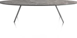 Clearance XOOON NIORA salontafel 150 x 50 cm - HPL marmer licht grijs - grafiet