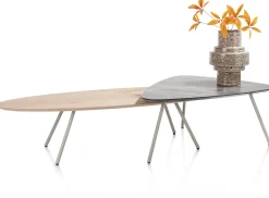 Outlet XOOON NIORA salontafel 150 x 50 cm - eiken fineer - zijdegrijs