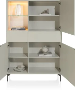 Sale XOOON NOON bergkast 120 cm - 3-deuren + 2-laden (+ LED) - zijdegrijs