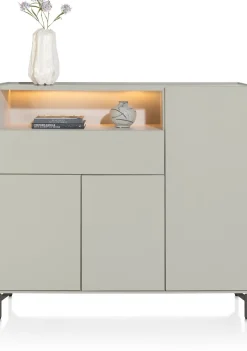 Discount XOOON NOON dressette 148 cm - 3-deuren + 1-lade + 1-niche (+ LED)