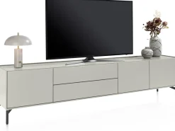 XOOON Noon, lowboard 240 cm - 3-deuren + 2-laden - geheel silk grey