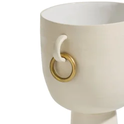 Discount XOOON Presley vaas H25cm in de kleur Crème - COCOmaison