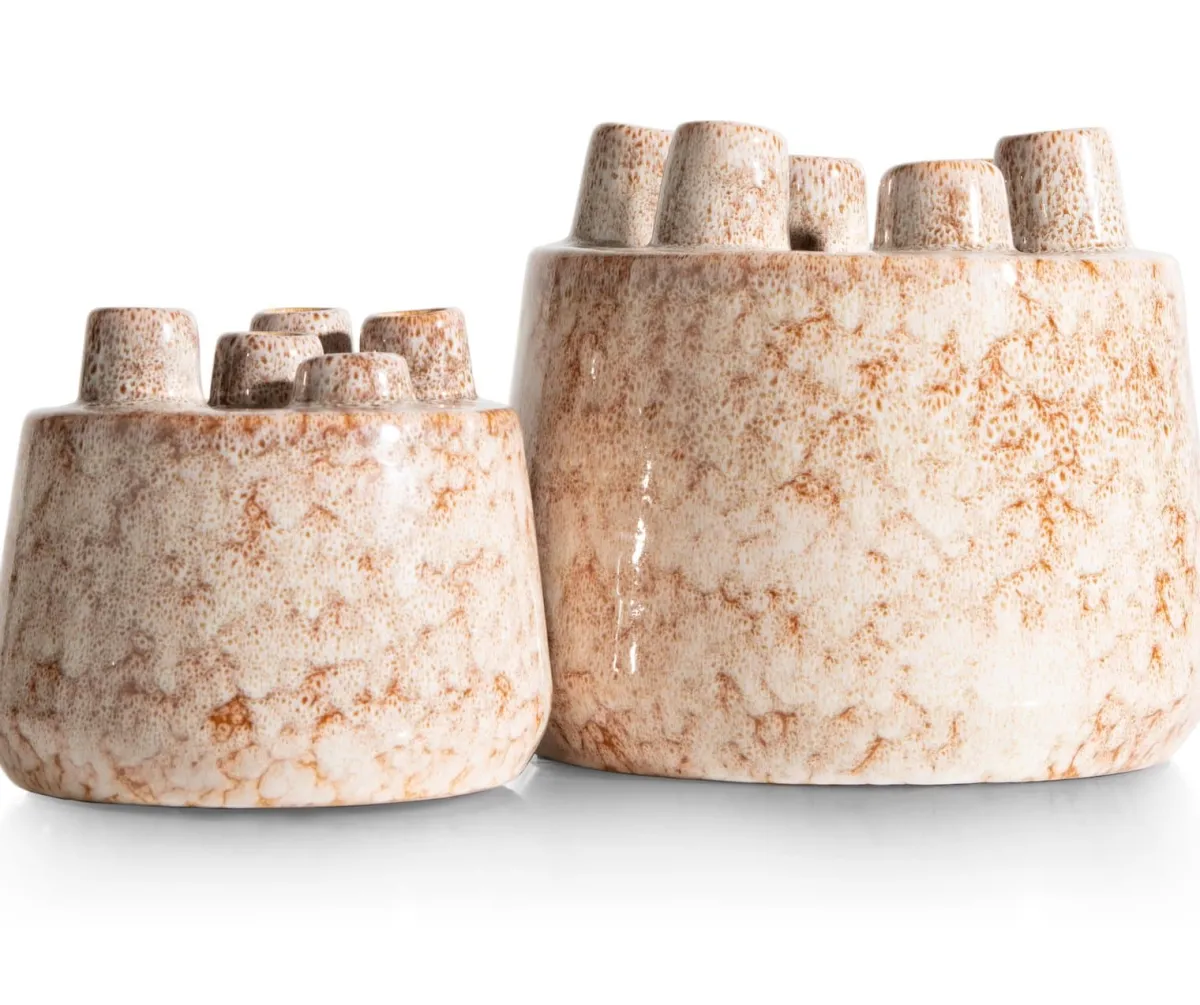 Outlet XOOON Safia vaas H21cm in de kleur Beige - COCOmaison