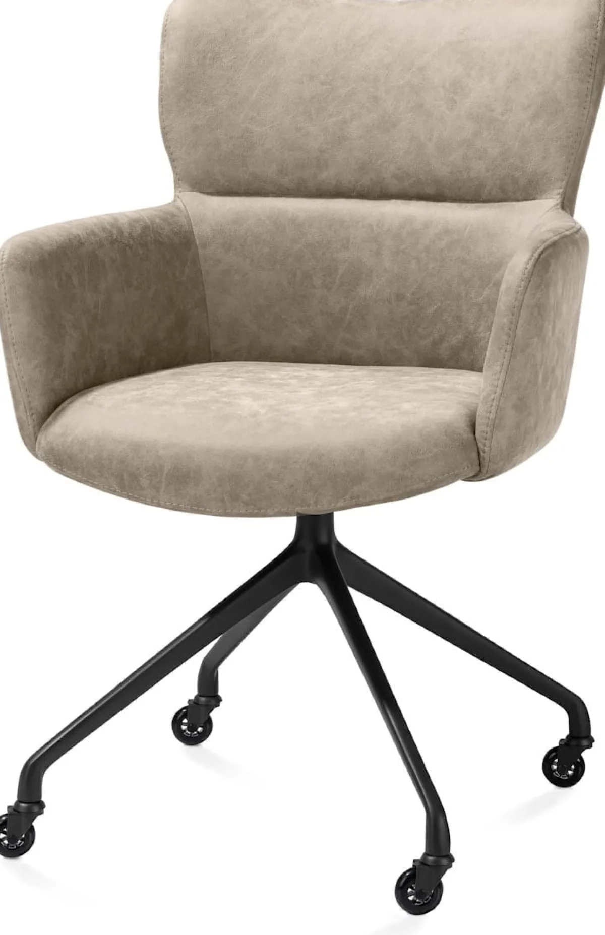 Sale XOOON Sage, armstoel + wielen - alu frame in rough off black - stof Oregon - beige