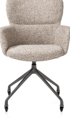 Online XOOON Sage, armstoel + wielen - alu frame in graphiet - stof Luton - koper